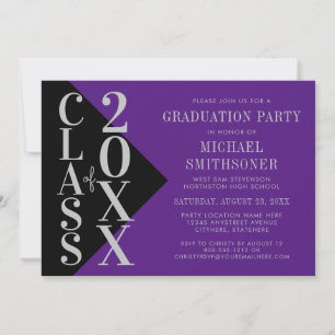 2021 Graduation Silver Purple Custom School Colour Invitation
