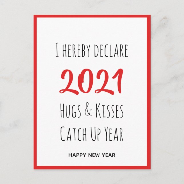 2021 Hugs Kisses Catch Up | New Year Postcard (Front)