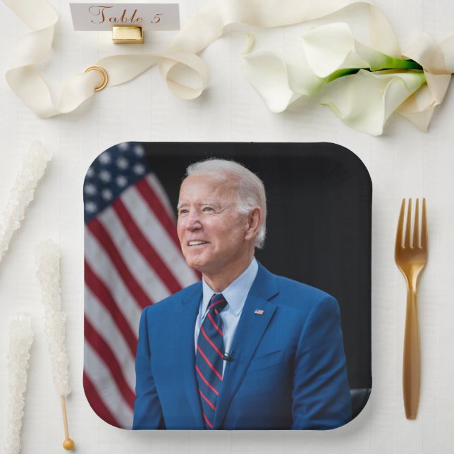 2021 Joe Biden US President Portrait Paper Plate (Wedding)