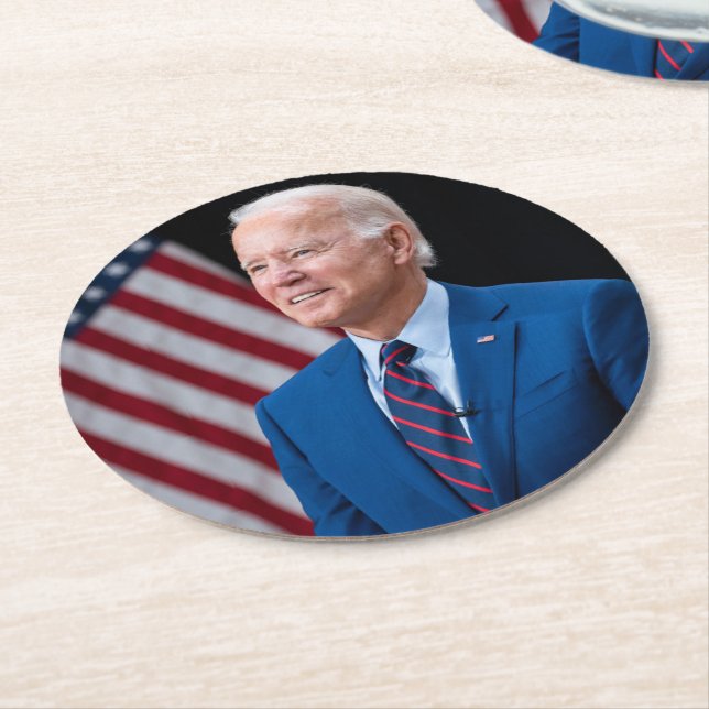 2021 Joe Biden US President Portrait Round Paper Coaster (Angled)
