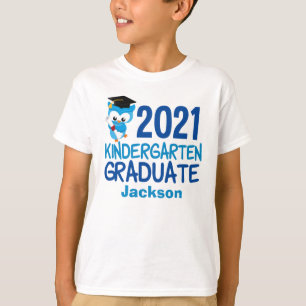 2021 Kindergarten Graduation Cute Blue Owl Kids T-Shirt