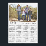 2021 Magnetic Calendar Family Photo Black White<br><div class="desc">For a 2024 calendar in this style, please visit: https://www.zazzle.com/2024_magnetic_calendar_family_photo_white_black-256934997520774775 This simple minimalist style 2021 calendar magnetic card is easy to personalise with the family name and custom photo to create a unique present for the loved ones. The Black and white design with a colourful picture looks beautiful and is...</div>