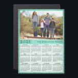 2021 Magnetic Fridge Calendar Family Photo Green<br><div class="desc">This simple 2021 magnetic card calendar is easy to personalise with the family name and custom photo to create a unique present for the loved ones. Click "Personalise this template" to upload your picture and type the family name. Green background makes it stylish and cheerful. This Sunday through Saturday calendar...</div>