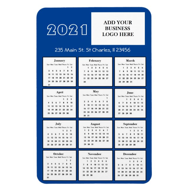 2021 Mini Calendar Refrigerator Business Logo Magnet (Vertical)