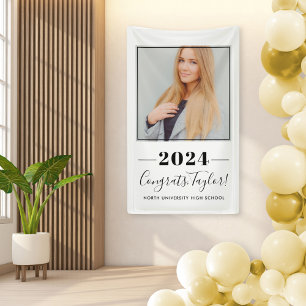 2021 Minimalist Black Custom Photo Graduation Banner