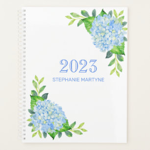 2021 Modern Floral Blue Hydrangea Personalised Planner