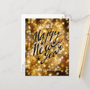 2021 NEW YEAR   Corporate Business Festive Gold Holiday Postcard