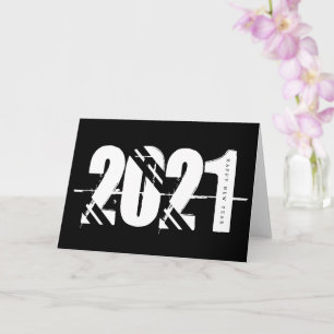 2021 New Years Black and White Simple Card