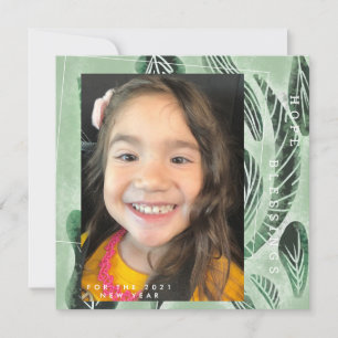 2021 New Years Hand Drawn Botanical Plant Greenery Card