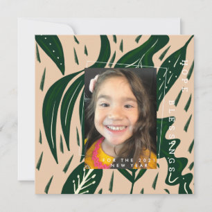 2021 New Years Hand Drawn Botanical Plants Card