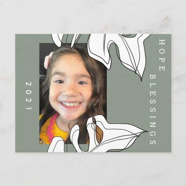 2021 New Years Organic Shapes Botanical Monstera Postcard (Front)