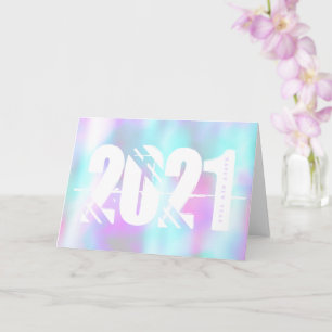 2021 New Years Trippy Liquid Bold Font Hologram Card