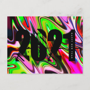 2021 New Years Trippy Liquid Bold Font Postcard