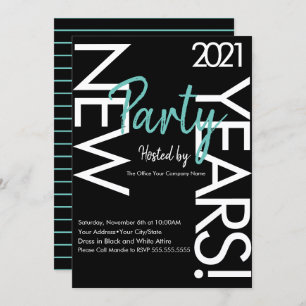 2021 New Years White Teal Typography Company Event Invitation