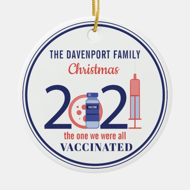 2021 Personalised Christmas Ceramic Tree Decoration (Front)