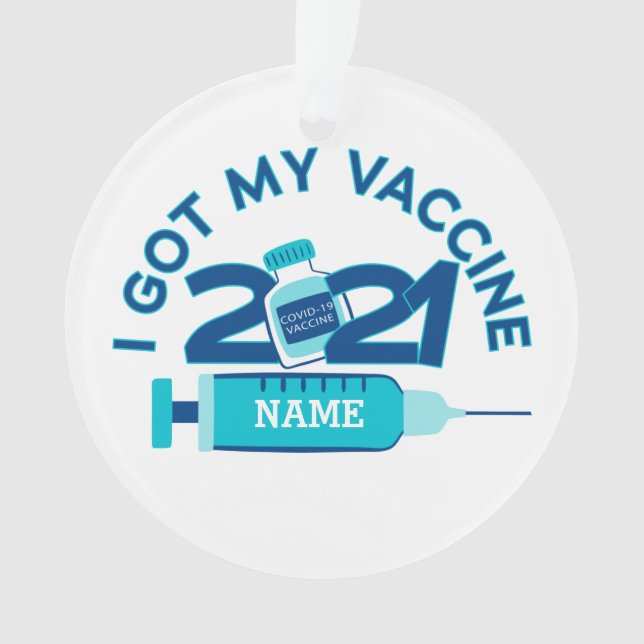 2021 Personalised Name Vaccine Christmas Ornament (Front)