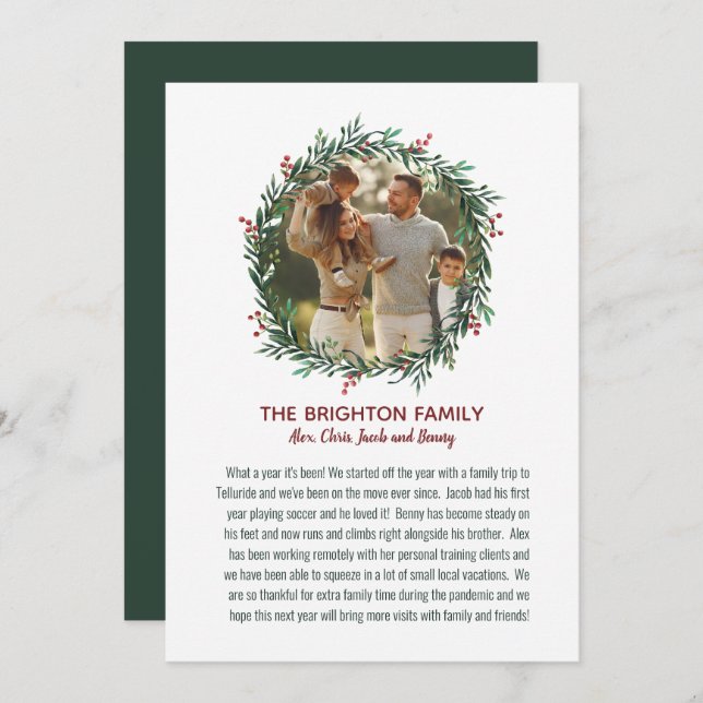 2021 Photo Holiday Card with Letter  (Front/Back)