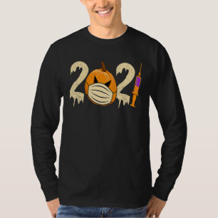 2021 Pumpkin Mask Social Distance Quarantine Hallo T-Shirt