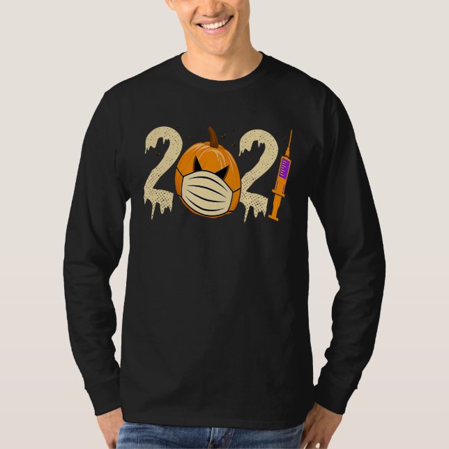 2021 Pumpkin Mask Social Distance Quarantine Hallo T-Shirt (Front)