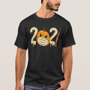 2021 Pumpkin Mask Social Distance Quarantine Hallo T-Shirt
