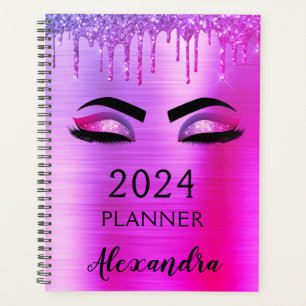 2021 Purple Glitter Sparkle Eyelashes Glam Planner