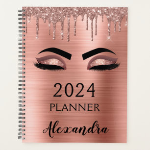 2021 Rose Gold Blush Pink  Glitter Eyelashes Planner
