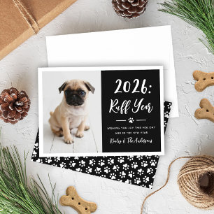 2021 Ruff Year Black Funny Dog Photo Holiday Card