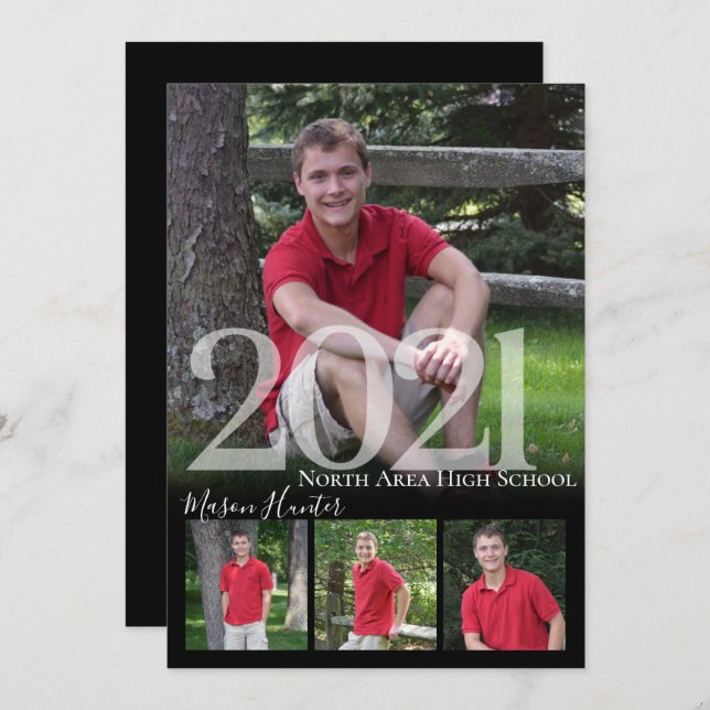 2021 Senior Memories Quad Photo Graduation Invitation (Front/Back)