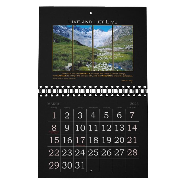 2021 Serenity Prayer God Grant Quote Recovery Calendar (Mar 2026)