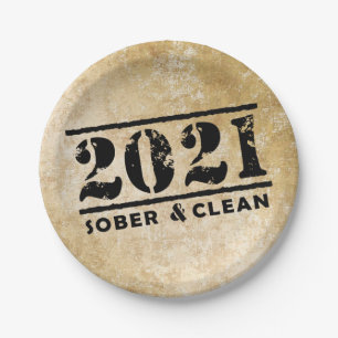 2021 Sober & Clean Celebrates Recovery Sobriety Paper Plate