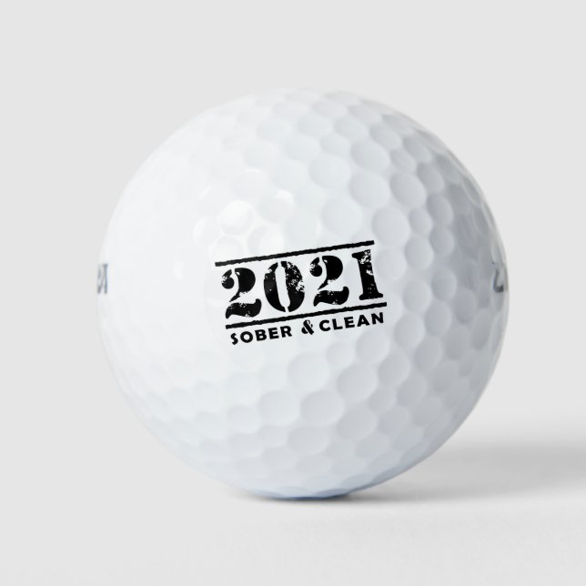 2021 Sober & Clean Recovery Sobriety Encouragement Golf Balls (Front)