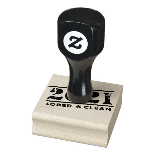 2021 Sober & Clean Recovery Sobriety Encouragement Rubber Stamp (Stamp)