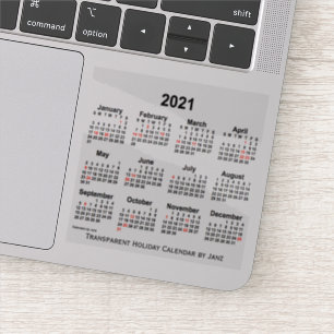 2021 Transparent Holiday Calendar by Janz