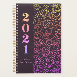 2021 Typography Iridescent Holographic Confetti Planner