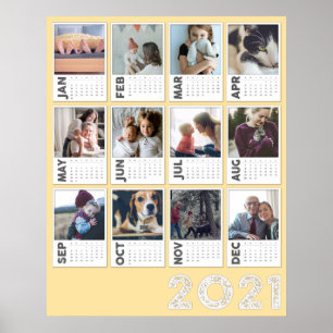 2021 Year Calendar Modern Photo Collage Poster