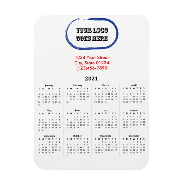 2021 Your Logo Branded Magnetic Calendar Magnet (Vertical)