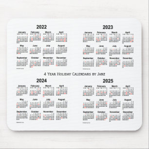 2022-2025 White Holiday Calendar by Janz Mouse Pad