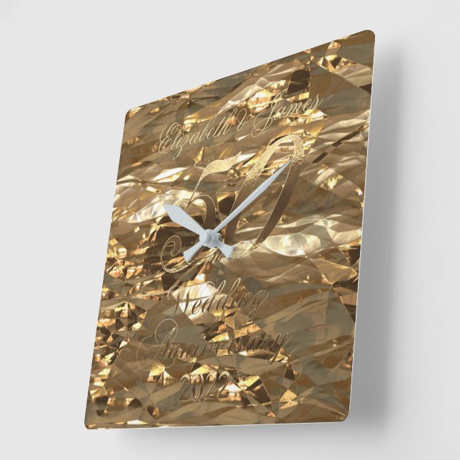 2022 50th Wedding Anniversary Golden Wedding Square Wall Clock (Angle)