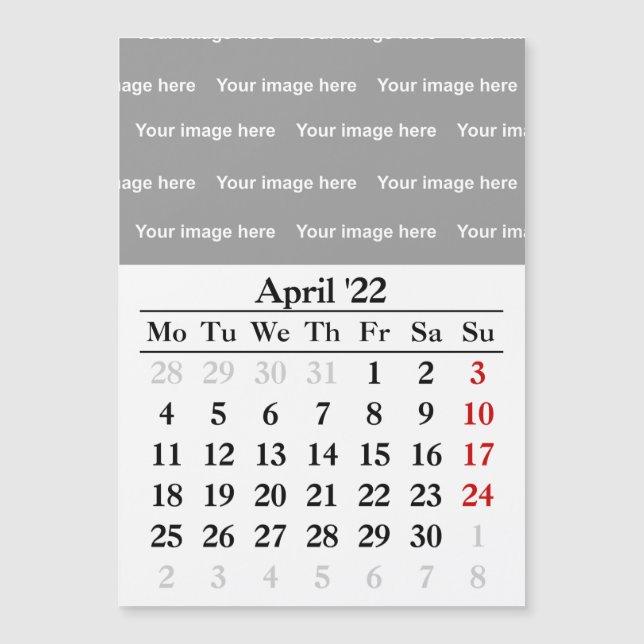 2022 April calendar Magnetic card (Front)