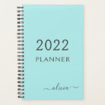 2022 Aqua Blue Teal Girly Script Monogram Name Planner<br><div class="desc">2022 Aqua Blue Teal Monogram Add Your Own Script Name 2022 Calendar Wedding Event Planner. This makes the perfect sweet 16 birthday,  wedding,  bridal shower,  anniversary,  baby shower or bachelorette party gift for someone that loves glam luxury and chic styles.</div>