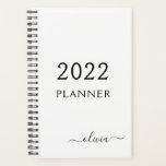 2022 Black White Girly Script Monogram Name Modern Planner<br><div class="desc">2022 White and Black Monogram Add Your Own Script Name 2022 Calendar Wedding Event Planner. This makes the perfect sweet 16 birthday,  wedding,  bridal shower,  anniversary,  baby shower or bachelorette party gift for someone that loves glam luxury and chic styles.</div>