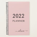 2022 Blush Pink Girly Script Monogram Name Modern Planner<br><div class="desc">2022 Blush Pink Monogram Add Your Own Script Name 2022 Calendar Wedding Event Planner. This makes the perfect sweet 16 birthday,  wedding,  bridal shower,  anniversary,  baby shower or bachelorette party gift for someone that loves glam luxury and chic styles.</div>