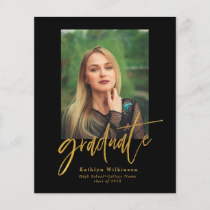 2022 BUDGET Elegant Gold 5 Photo Grad Invitation Flyer
