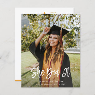 2022 BUDGET She Did It Modern Grad Invitation