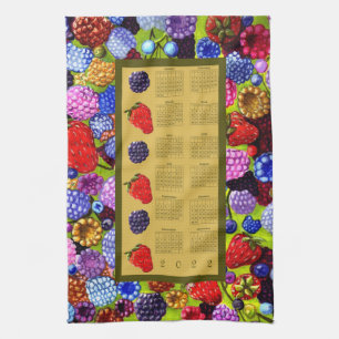 2022 Calendar Berries Border Art Tea Towel