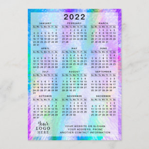 2022 Calendar Colourful Iridescent Holographic Programme