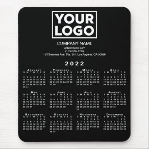 2022 Calendar Company Logo and Text on Black Mouse Pad
