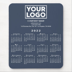 2022 Calendar Company Logo and Text on Navy Blue Mouse Pad