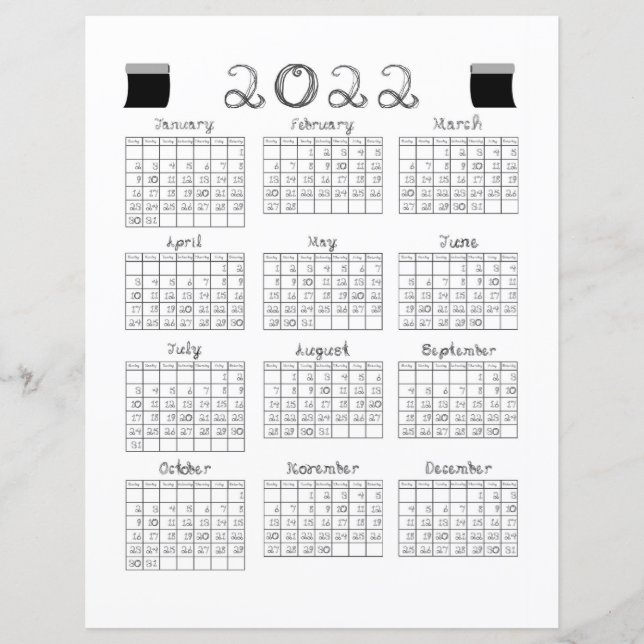 2022 Calendar Fabric Font Bolts Textiles  (Front)
