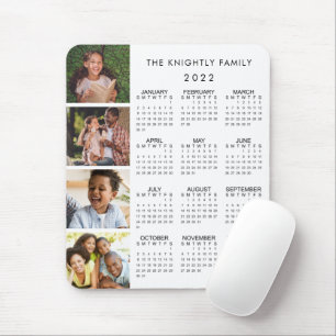 2022 Calendar Family 4 Photo Collage White Mouse Pad